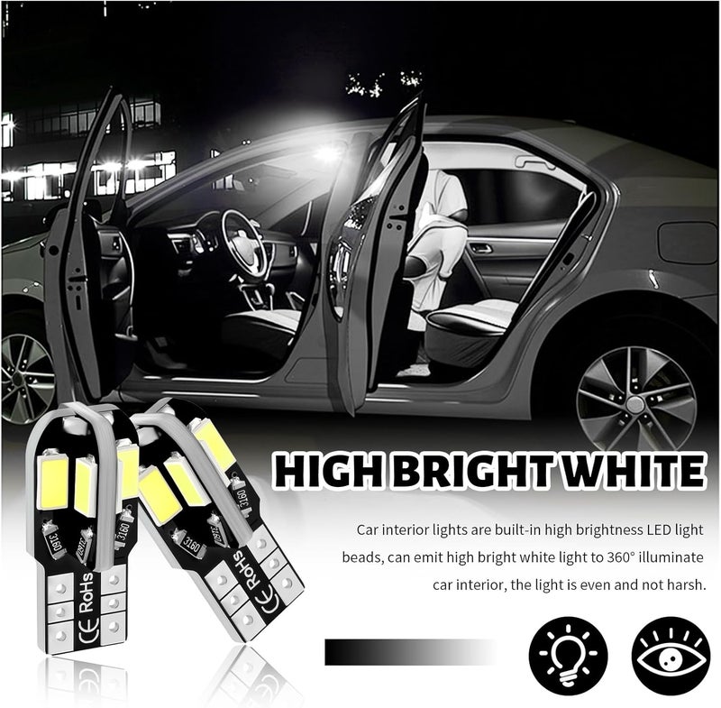 VKQTS 10PCS Interior Car Lights,12V T10 LED Bulb Car Interior Light with High Bright White,Universal Cars LED Lights as License Plate/Reading/Map/Dome Light Cars Accessories - Image 3